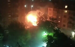 Відео пожежі супермаркета в Мукачеві