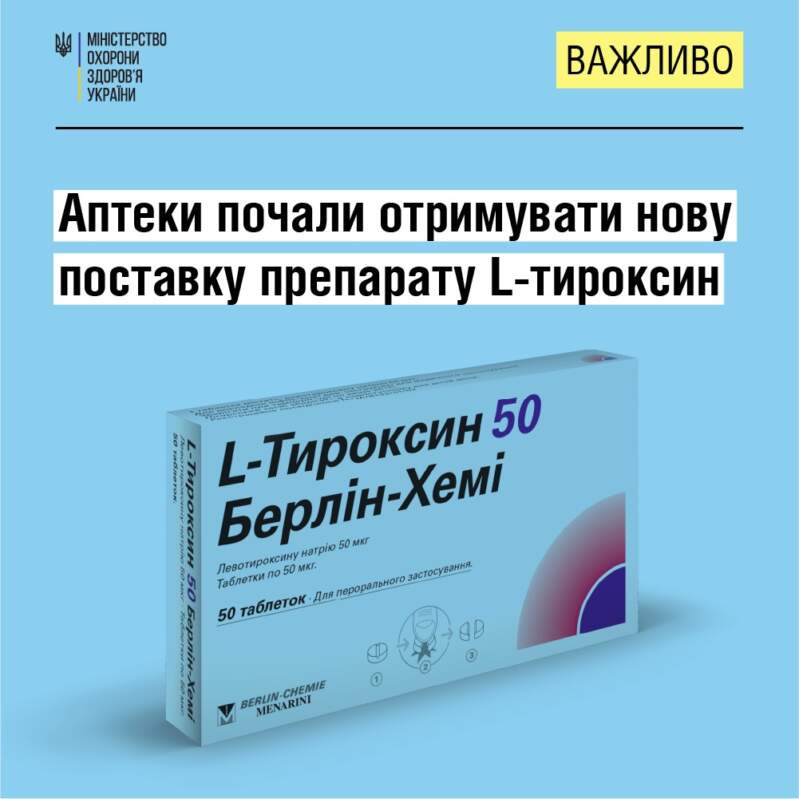 Аптеки почали отримувати нову поставку L-тироксину