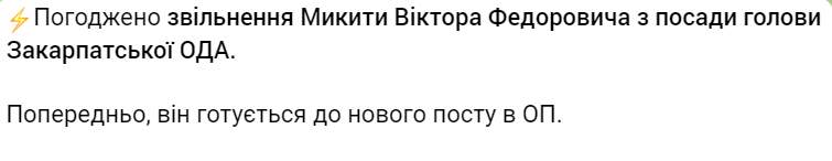 Віктор Микита полишає пост голови Закарпатської ОВА